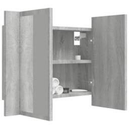 Berkfield Led Mirror Cabinet Grey Sonoma 60X12X45 Cm Engineered Wood - thumbnail 7