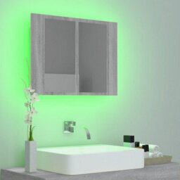 Berkfield Led Mirror Cabinet Grey Sonoma 60X12X45 Cm Engineered Wood - thumbnail 5