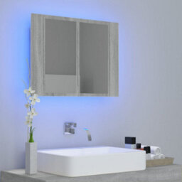 Berkfield Led Mirror Cabinet Grey Sonoma 60X12X45 Cm Engineered Wood - thumbnail 3