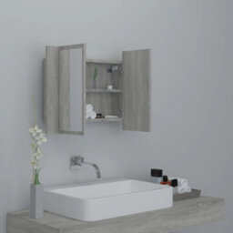 Berkfield Led Mirror Cabinet Grey Sonoma 60X12X45 Cm Engineered Wood - thumbnail 6