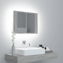 Berkfield Led Mirror Cabinet Grey Sonoma 60X12X45 Cm Engineered Wood - thumbnail 1
