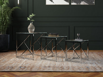 Myla Contemporary Glass Nest Of Tables Clear - image 1
