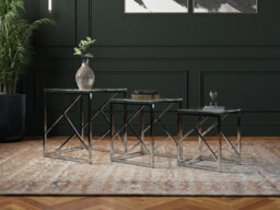 Myla Clear Chrome-Style Tempered Glass Nest Of Tables  Handmade Uk By Footstools Direct