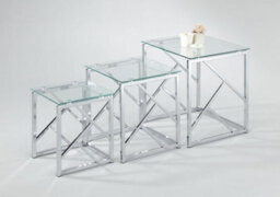 Myla Contemporary Glass Nest Of Tables Clear - thumbnail 2