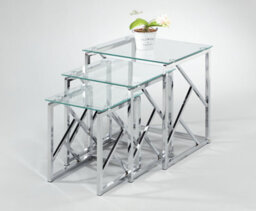 Myla Contemporary Glass Nest Of Tables Clear - thumbnail 3