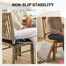 Outsunny Outdoor Chair Seat Cushions Set Of 2, Garden Chair Cushions, Black - thumbnail 7