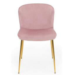 Julian Bowen Pair Of  Harper Pink Velvet Dining Chairs, Upholstered, Set Of 2, Gold Metal Legs, Height: 82 X Width: 49 X Depth: 60Cm - thumbnail 5