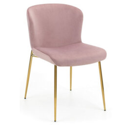 Julian Bowen Pair Of  Harper Pink Velvet Dining Chairs, Upholstered, Set Of 2, Gold Metal Legs, Height: 82 X Width: 49 X Depth: 60Cm - thumbnail 4