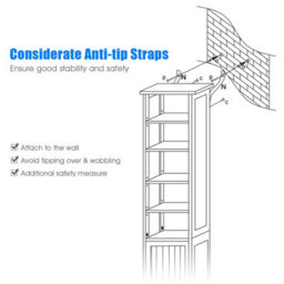 Costway Bathroom Tall Cabinet Slim Freestanding Storage Organizer W/ Adjustable Shelves - thumbnail 8