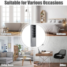 Costway Bathroom Tall Cabinet Slim Freestanding Storage Organizer W/ Adjustable Shelves - thumbnail 9
