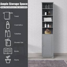 Costway Bathroom Tall Cabinet Slim Freestanding Storage Organizer W/ Adjustable Shelves - thumbnail 5