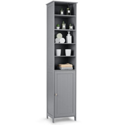 Costway Bathroom Tall Cabinet Slim Freestanding Storage Organizer W/ Adjustable Shelves - thumbnail 1