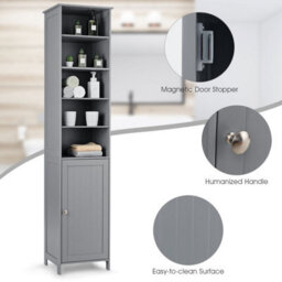 Costway Bathroom Tall Cabinet Slim Freestanding Storage Organizer W/ Adjustable Shelves - thumbnail 7