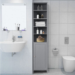 Costway Bathroom Tall Cabinet Slim Freestanding Storage Organizer W/ Adjustable Shelves - thumbnail 3
