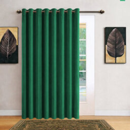 Bedlooms Emerald Green Velvet Curtain Blackout Thermal Insulated Eyelet Door Curtain Single Panel 66 X 84 Inches With Tie Back - thumbnail 1