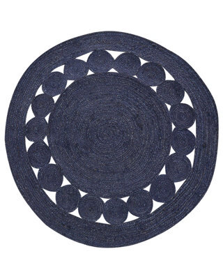 Wyld And Coco Handwoven Jute Round Rug 120 Cm - Deep Indigo Boho Style - image 1