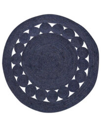 Wyld And Coco Handwoven Jute Round Rug 120 Cm - Deep Indigo Boho Style - thumbnail 1