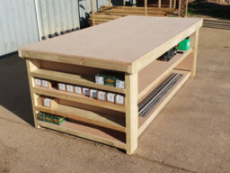 Arbor Garden Solutions Workbench Mdf Top With Extra Shelving, Very Wide 4Th Depth Table (H-90Cm, D-120Cm, L-150Cm) With Double Shelf - thumbnail 3