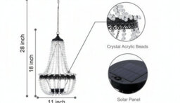 Solar Powered Acrylic Crystal Chandelier Light  Outdoor Garden Cool White Decor - thumbnail 2