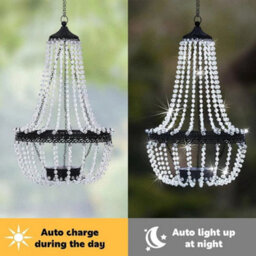 Solar Powered Acrylic Crystal Chandelier Light  Outdoor Garden Cool White Decor - thumbnail 3