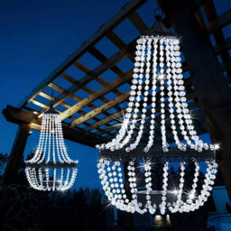 Solar Powered Acrylic Crystal Chandelier Light  Outdoor Garden Cool White Decor - thumbnail 6