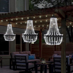 Solar Powered Acrylic Crystal Chandelier Light  Outdoor Garden Cool White Decor - thumbnail 7