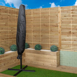 Samuel Alexander 3M Solar Powered Cantilever Lit Banana Garden Parasol With Crank Handle & White Led Lights In Black - thumbnail 3