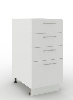 Jd Greta Adjustable Legs Kitchen Drawer Unit 400mm Storage Cabinet With Door Shelf 40Cm - White Matt - image 1