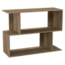 Urbn-Living Urbnliving 80Cm Width Oak 2-Tier Bookcase Irregular Storage Shelf Wooden Shelving Display Organiser Unit - thumbnail 3