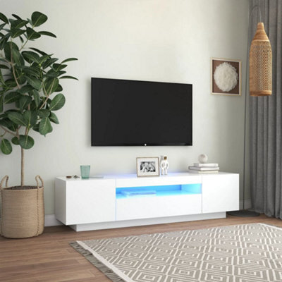 Berkfield Tv Cabinet With Led Lights White 160X35X40 Cm - image 1