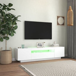 Berkfield Tv Cabinet With Led Lights White 160X35X40 Cm - thumbnail 5
