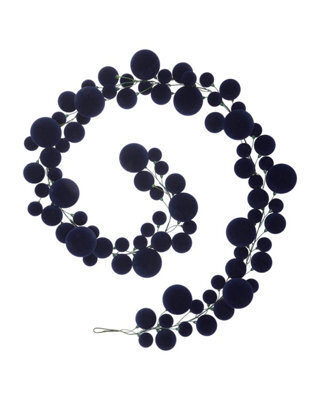 Werchristmas Navy Velvet Christmas Bauble Garland 9 Ft, 84 Shatterproof Baubles - image 1