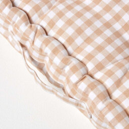 Homescapes Cotton Gingham Check Beige Floor Cushion, 40 X 40 Cm - thumbnail 4