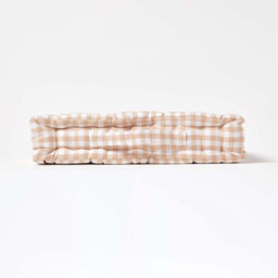 Homescapes Cotton Gingham Check Beige Floor Cushion, 40 X 40 Cm - thumbnail 5