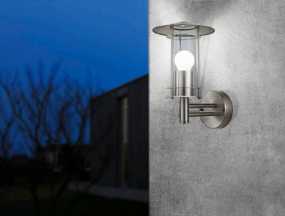 Eglo Lisio Stainless Steel (Ip44) Outdoor Wall Light - Clear Glass Metal Fixture (D) 17.5Cm - image 1
