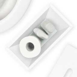 EHC Woodluv Toilet Roll Storage, Toilet Paper Storage Basket - Slimline Toilet Paper Holder, Wooden Bathroom Storage Boxes, White - thumbnail 3
