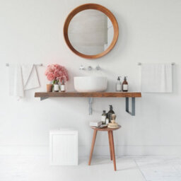 EHC Woodluv Toilet Roll Storage, Toilet Paper Storage Basket - Slimline Toilet Paper Holder, Wooden Bathroom Storage Boxes, White - thumbnail 6