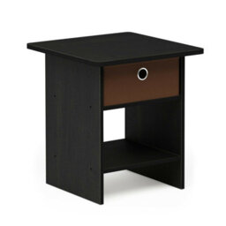 Walplus Furinno Dario End Table/ Night Stand Storage Shelf With Bin Drawer, Americano/medium Brown - thumbnail 3