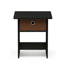 Walplus Furinno Dario End Table/ Night Stand Storage Shelf With Bin Drawer, Americano/medium Brown - thumbnail 4