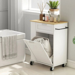 Kitchen Storage Trolley On Wheels With 2 Drawers, Island, White - thumbnail 6