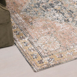 Azalea Faded Pink With Blue Chenille Washed Rug 260X180Cm - thumbnail 1