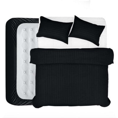 Aspire Homeware Black Duvet Cover Complete Set, Reversible Modern Bedding Set, Super King (L)220Cm X (W)260Cm - image 1