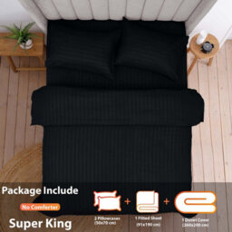 Aspire Homeware Black Duvet Cover Complete Set, Reversible Modern Bedding Set, Super King (L)220Cm X (W)260Cm - thumbnail 2