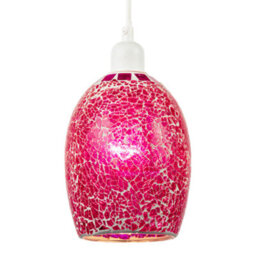 Happy Homewares Vibrant Crackle Mosaic Glass Pendant Lighting Shade In Strong Magenta - thumbnail 2