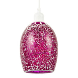 Happy Homewares Vibrant Crackle Mosaic Glass Pendant Lighting Shade In Strong Magenta - thumbnail 1