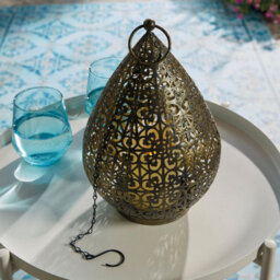 Usb Rechargeable Oriental Style Led Lantern - Weatherproof Freestanding Or Hanging Home Or Garden Light - Bronze, H68 X 18Cm - thumbnail 1