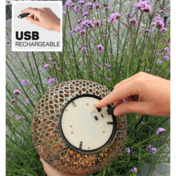 Usb Rechargeable Oriental Style Led Lantern - Weatherproof Freestanding Or Hanging Home Or Garden Light - Bronze, H68 X 18Cm - thumbnail 4