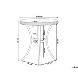 Wyld and Coco Gardenia 70Cm Round Outdoor Bistro Table - Blue & White Pe Rattan Top With Tempered Glass - Aluminium Frame - thumbnail 3