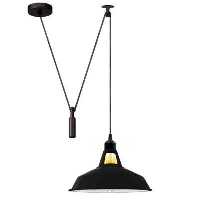 Modern Black And White Pendant Light Long Two Tone Metal Shade With 2M Cord For Kitchen Islands - image 1