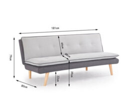 Home Detail Willow 3 Seater Grey Contrast Fabric Pillow Topper Wooden Legs Sofa Bed - thumbnail 6